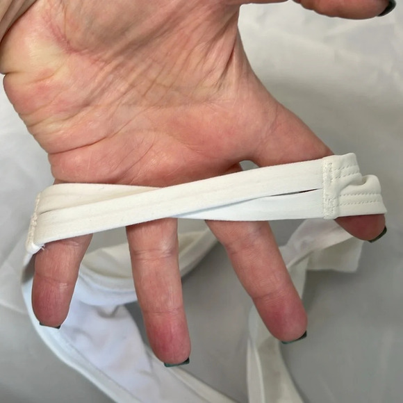 5/$25 LA VIE EN ROSE Aqua White Cheeky Bikini Bottoms Crisscross Sides M As Is - Picture 2 of 7